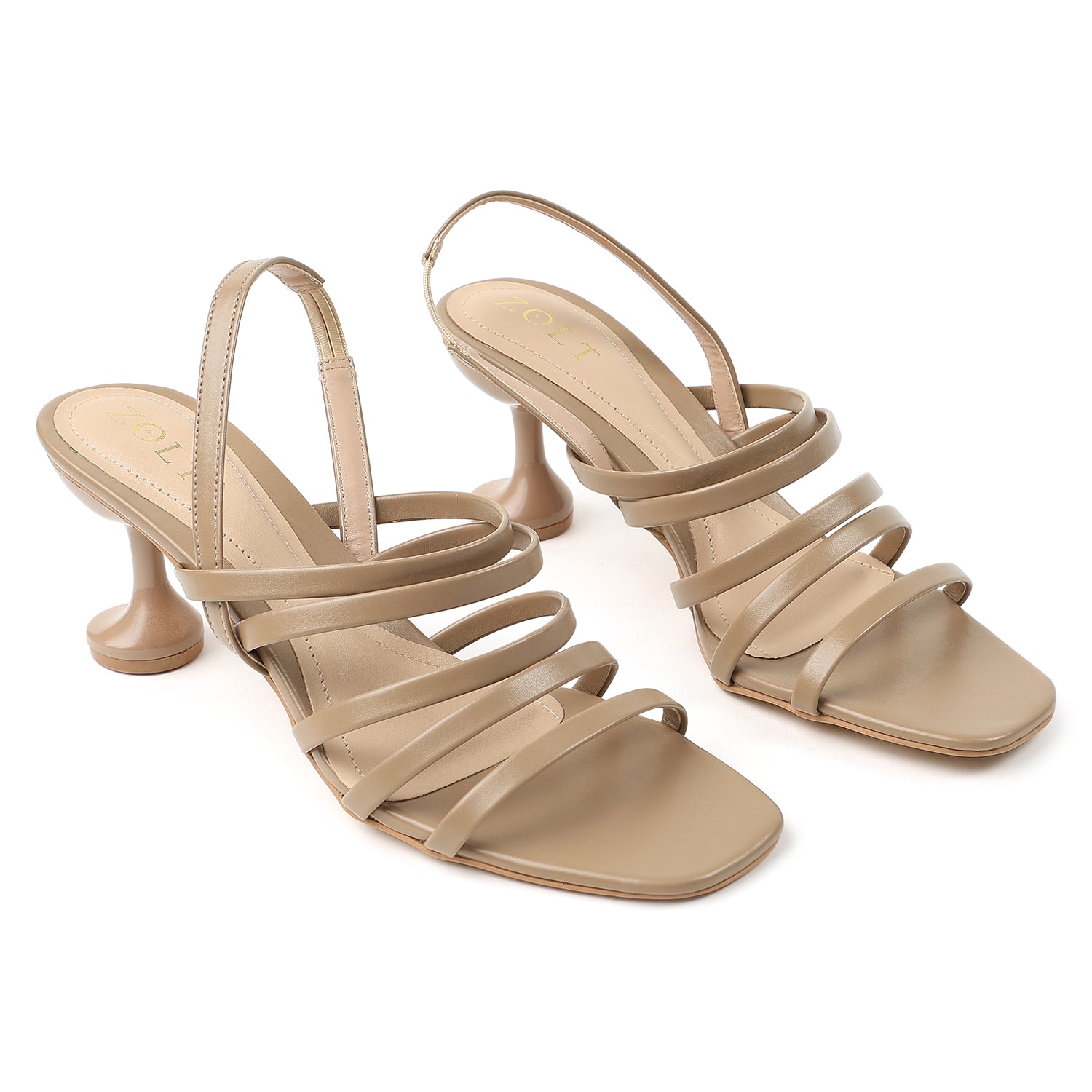 YUK_BM_BA5様リクエスト商品 freckle kitten heel strap sandal Open Toe Cage Kitten Heel In Taupe Leather – Victoria