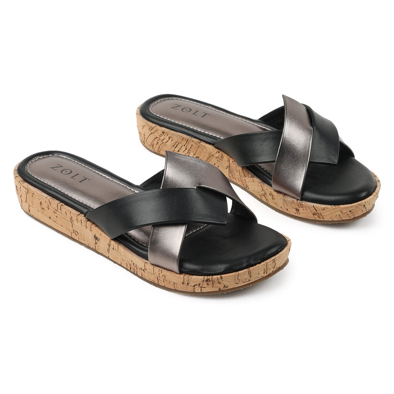 ZOLT Flats: PU Vegan Leather Open Toe Flats - ZF-9912