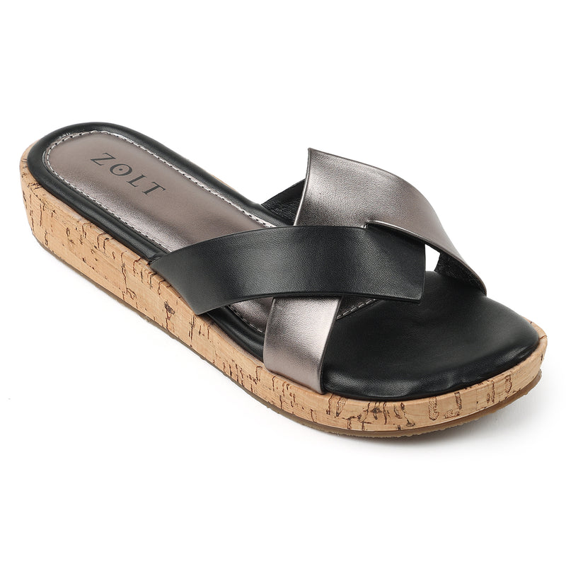 ZOLT Flats: PU Vegan Leather Open Toe Flats - ZF-9912