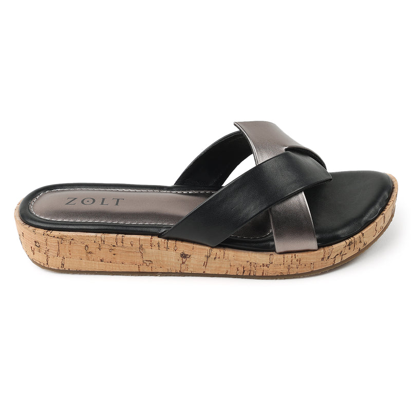 ZOLT Flats: PU Vegan Leather Open Toe Flats - ZF-9912