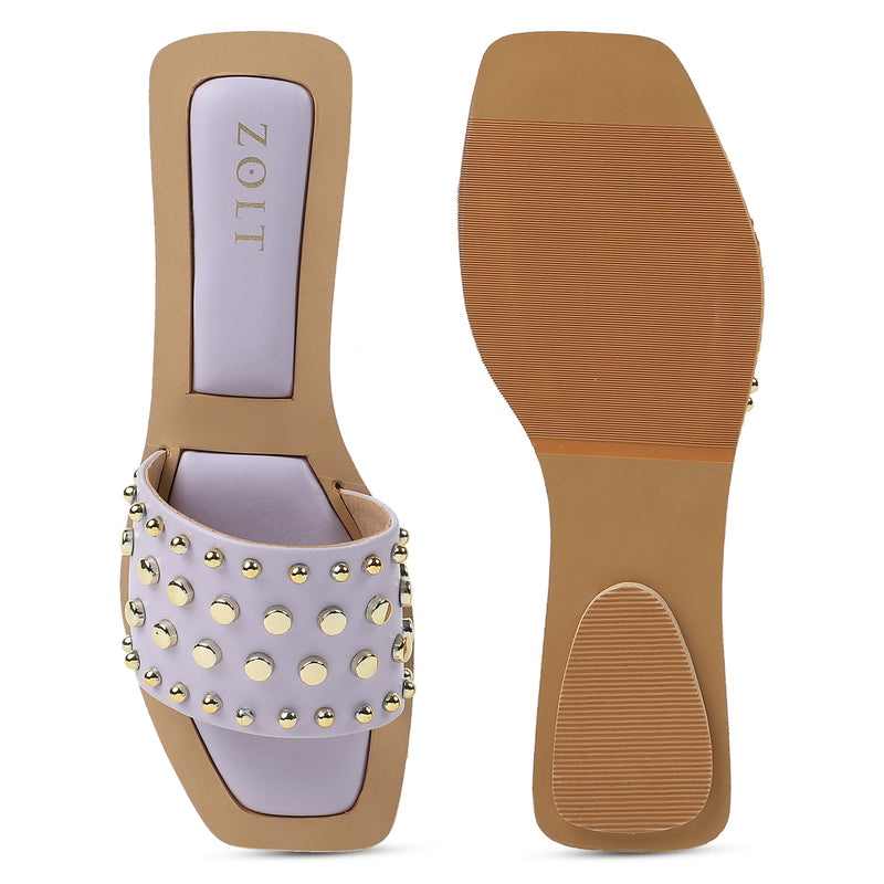 ZOLT Embellished Open Toe Flats - ZF-9845