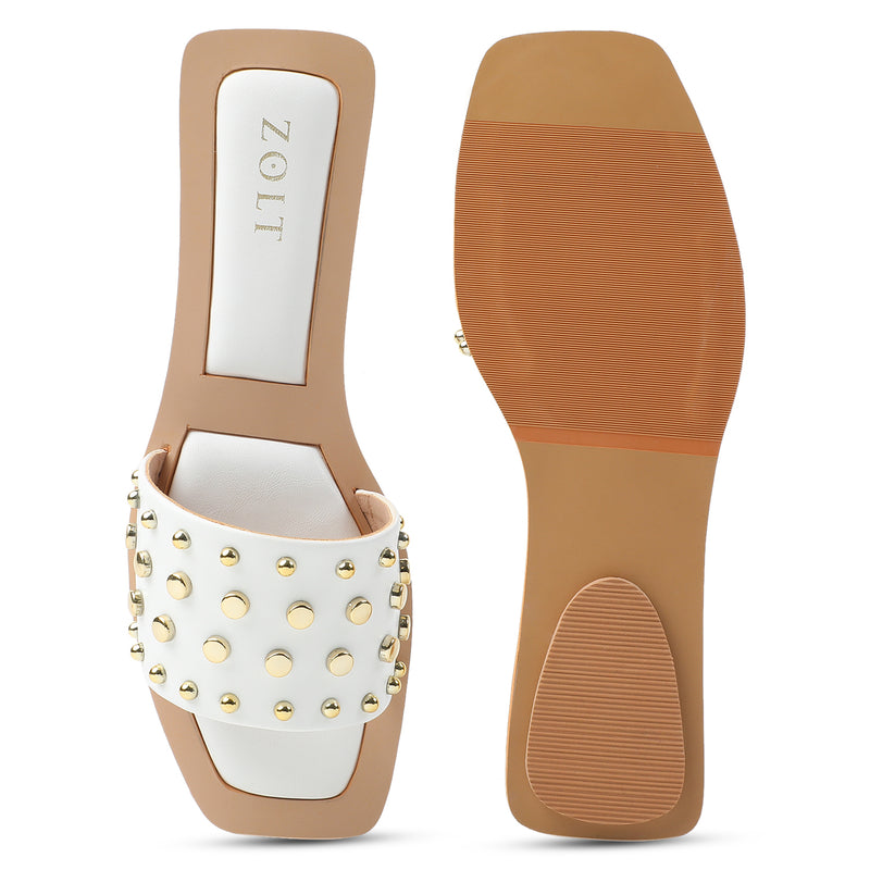 ZOLT Embellished Open Toe Flats - ZF-9845