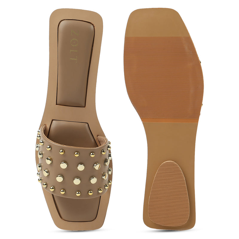 ZOLT Embellished Open Toe Flats - ZF-9845